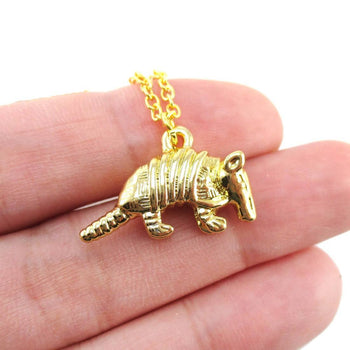 3D Armadillo Shaped Pendant Necklace in Gold | DOTOLY | DOTOLY