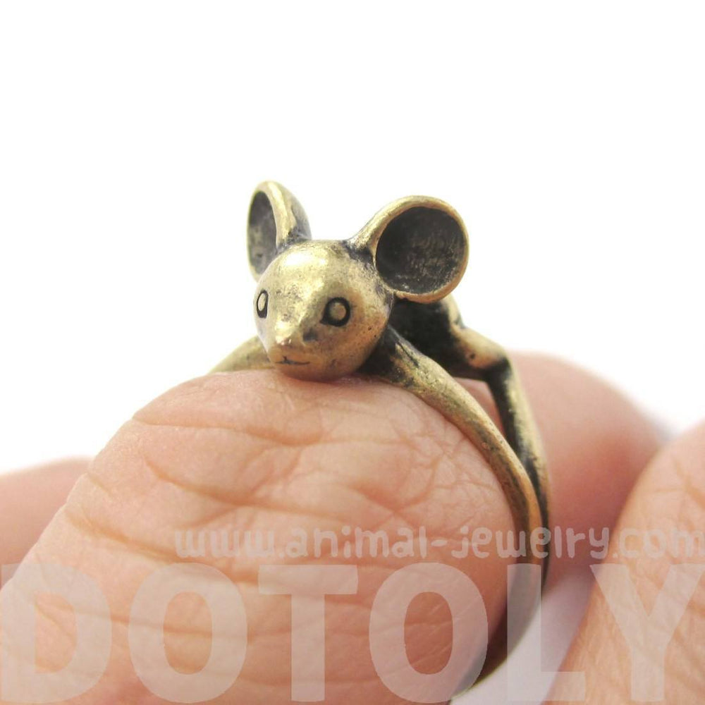 3D Baby Bat Shaped Animal Knuckle Wrap Ring in Brass | Animal Jewelry | DOTOLY