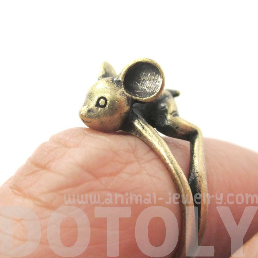 3D Baby Bat Shaped Animal Knuckle Wrap Ring in Brass | Animal Jewelry | DOTOLY