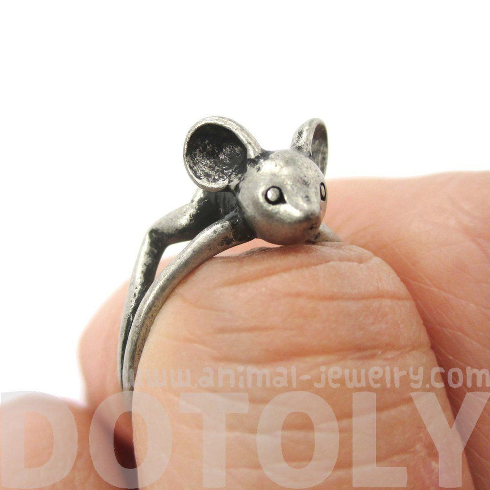 3D Baby Bat Shaped Animal Knuckle Wrap Ring in Silver | Animal Jewelry | DOTOLY