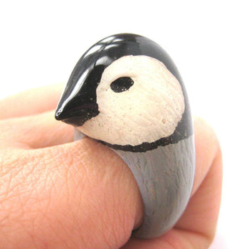 3D Baby Penguin Bird Shaped Enamel Animal Ring in US Size 6 to 8 | Limited Edition | DOTOLY