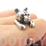 3D Baby Polar Bear Wrapped Around Your Finger Shaped Animal Ring in Shiny Silver | US Size 4 to 8.5 | DOTOLY
