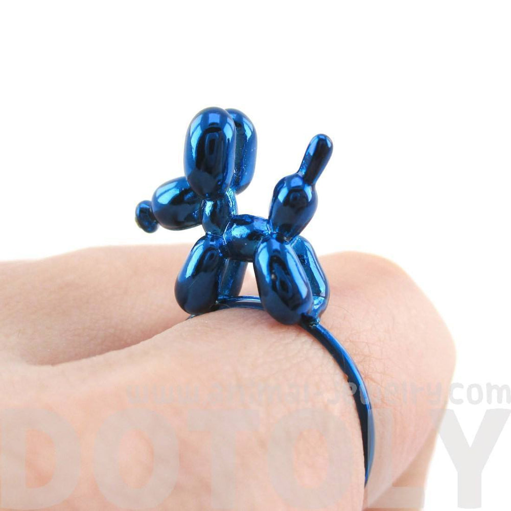 3D Balloon Dog Puppy Shaped Ring in Blue | Jewelry for Animal Lovers | DOTOLY