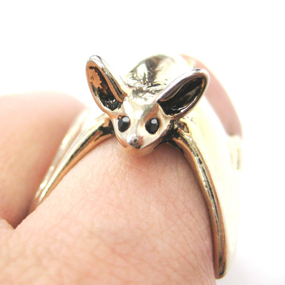 3D Bat Animal Wrap Ring in Shiny Gold Sizes 5 to 10 Available | Animal Jewelry | DOTOLY