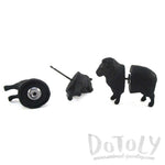 3D Black Sheep Shaped Two Part Front Back Stud Earrings | DOTOLY