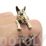 3D Bull Terrier Dog Shaped Animal Wrap Ring in Shiny Gold | US Sizes 5 to 9 | DOTOLY
