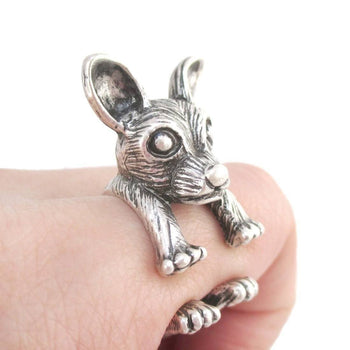 3D Chihuahua Dog Shaped Miniature Animal Ring in Silver | Animal Rings