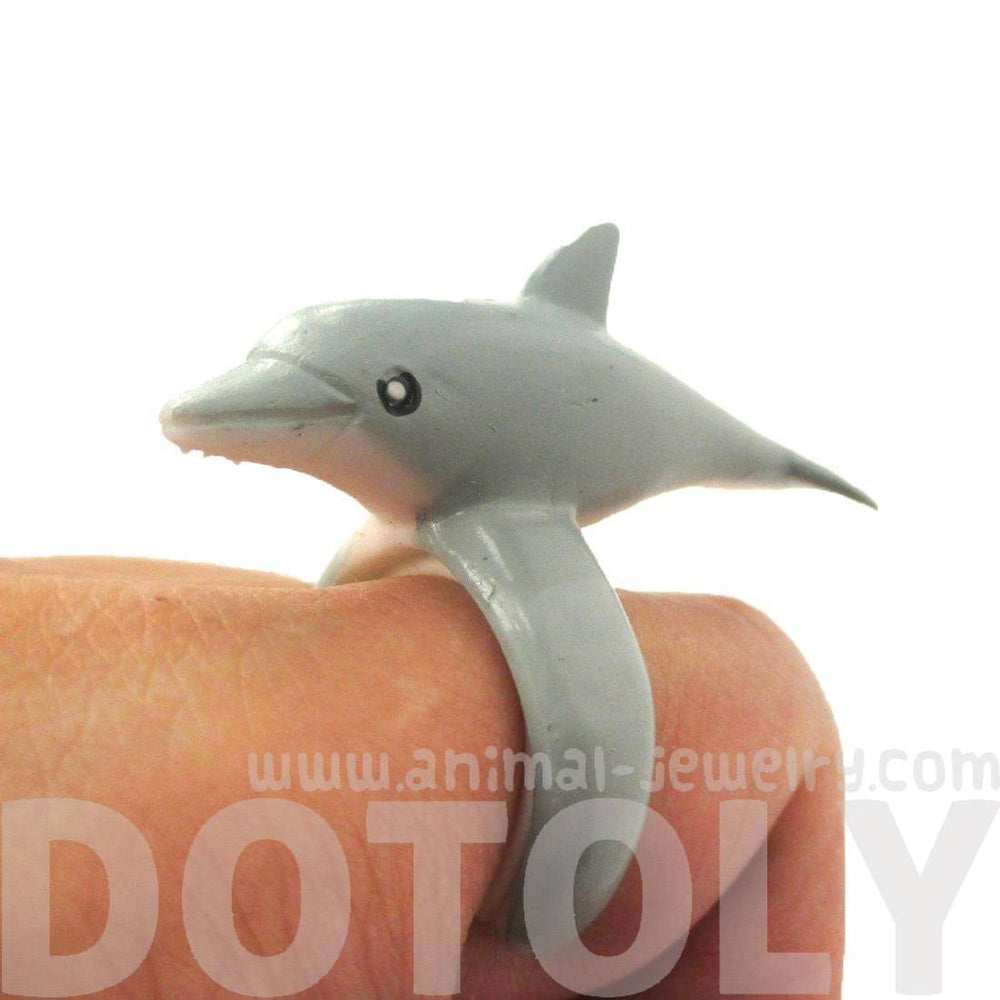 3D Dolphin Figurine Shaped Animal Wrap Ring for Kids | US Size 4 to size 6 | DOTOLY