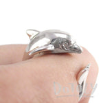 3D Dolphin Shaped Wrap Around Animal Ring in 925 Sterling Silver