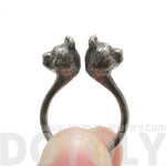 3D Double Panda Bear Head Shaped Ring in Silver | Animal Jewelry | DOTOLY