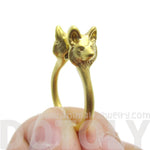 3D Double Wolf Face Shaped Ring in Gold | Animal Jewelry | DOTOLY