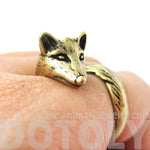 3D Fox Wrapped Around Your Finger Shaped Animal Ring in Brass | US Size 5 to 9 | DOTOLY