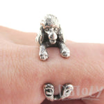 3D French Poodle Shaped Animal Wrap Ring in 925 Sterling Silver | Sizes 4 to 8.5 | DOTOLY