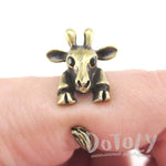 3D Giraffe Wrapped Around Your Finger Animal Ring in Brass | DOTOLY