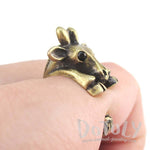 3D Giraffe Wrapped Around Your Finger Animal Ring in Brass | DOTOLY