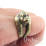 Gorilla Ape Shaped King Kong Wrapped Around Your Finger Ring in Brass