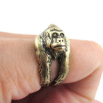 Gorilla Ape Shaped King Kong Wrapped Around Your Finger Ring in Brass