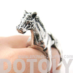 3D Horse Pony Shaped Animal Wrap Armor Knuckle Joint Ring in Silver | Size 5 to 9 | DOTOLY