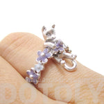 3D Kitty Cat Shaped Animal Ring on a Floral Band in Silver | DOTOLY