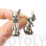 3D Kitty Cat Shaped Two Part Front and Back Dangle Earrings in Silver | DOTOLY | DOTOLY