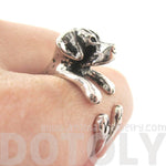 3D Labrador Retriever Shaped Animal Wrap Ring in Shiny Silver | Sizes 4 to 8.5 | DOTOLY