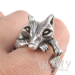3D Lazy Fox Wrapped Around Your Finger Animal Ring in Silver | DOTOLY
