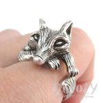 3D Lazy Fox Wrapped Around Your Finger Animal Ring in Silver | DOTOLY