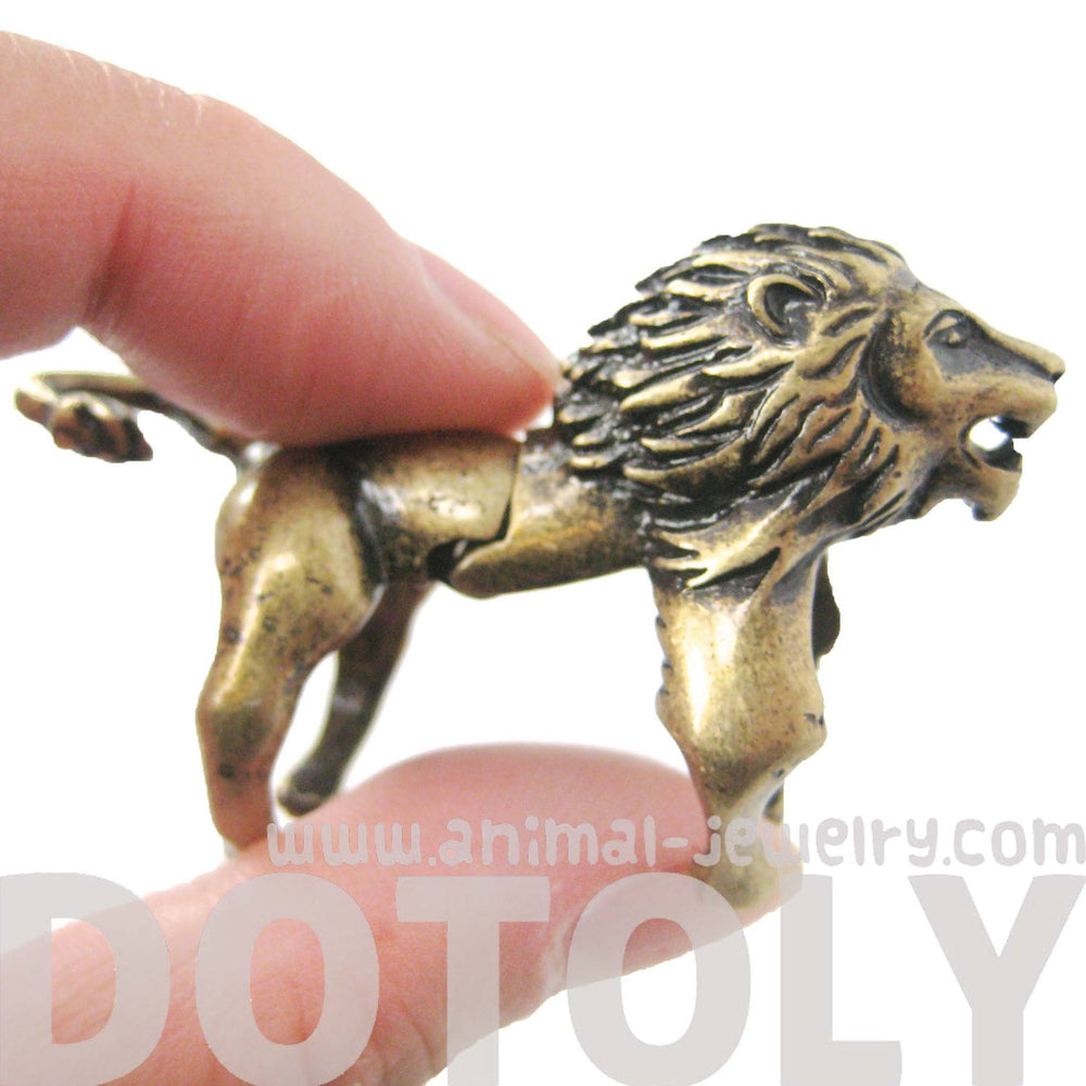 3D Lion Shaped Animal Wrap Armor Knuckle Joint Ring in Brass | Size 5 to 9 | DOTOLY