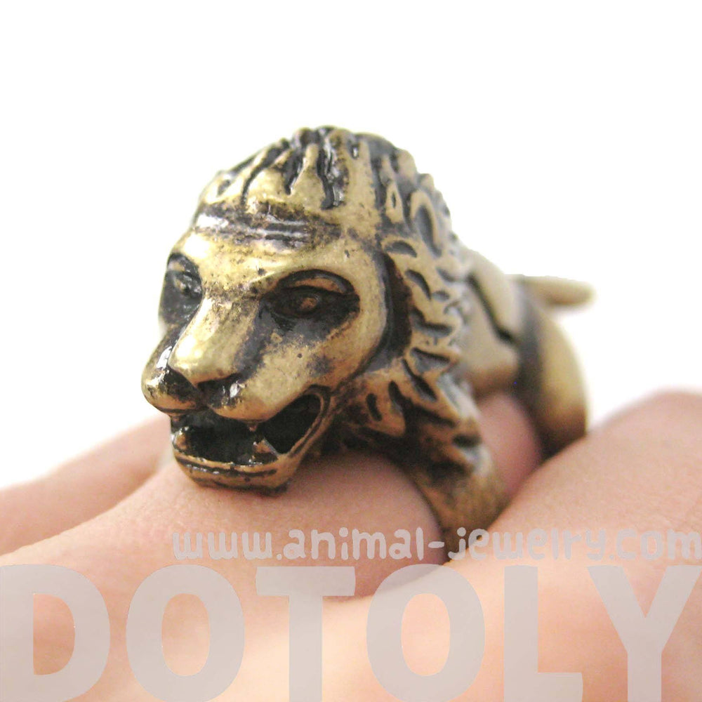 3D Lion Shaped Animal Wrap Armor Knuckle Joint Ring in Brass | Size 5 to 9 | DOTOLY