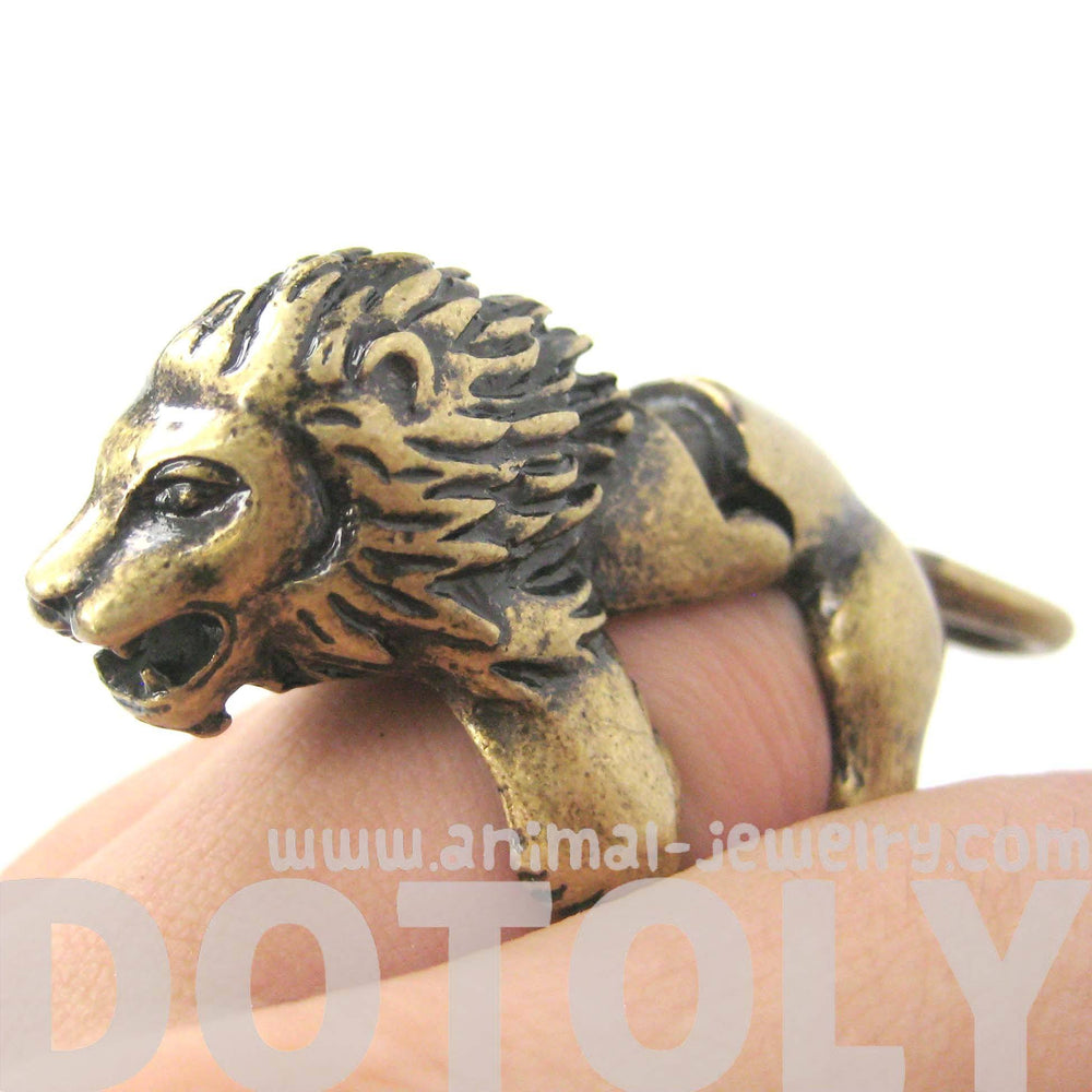 3D Lion Shaped Animal Wrap Armor Knuckle Joint Ring in Brass | Size 5 to 9 | DOTOLY