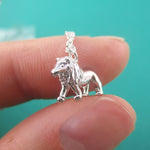 3D Miniature Lion Figure Shaped Pendant Necklace in Silver or Gold