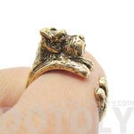 3D Miniature Schnauzer Dog Shaped Animal Wrap Ring in Shiny Gold | US Sizes 5 to 9 | DOTOLY