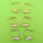 3D Miniature Triceratops Dinosaur Shaped Stud Hoop Earrings | DOTOLY