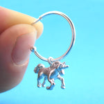 3D Miniature Unicorn Shaped Stud Hoop Earrings Silver or Gold | DOTOLY