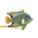 3D Porcelain Tropical Angelfish Shaped Ceramic Pendant Necklace