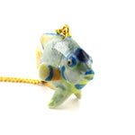 3D Porcelain Angelfish Tropical Fish Shaped Ceramic Pendant Necklace