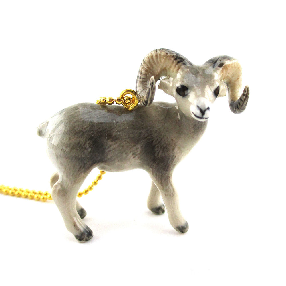 3D Porcelain Bighorn Sheep Ram Shaped Ceramic Pendant Necklace