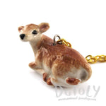 3D Porcelain Cattle Calf Cow Shaped Ceramic Pendant Necklace | DOTOLY