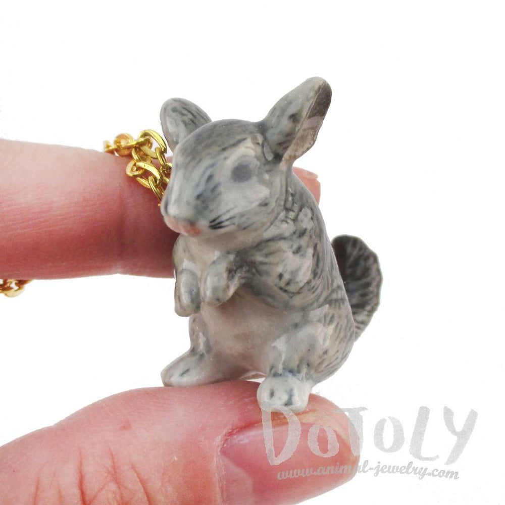 3D Porcelain Chinchilla Shaped Ceramic Pendant Necklace | DOTOLY