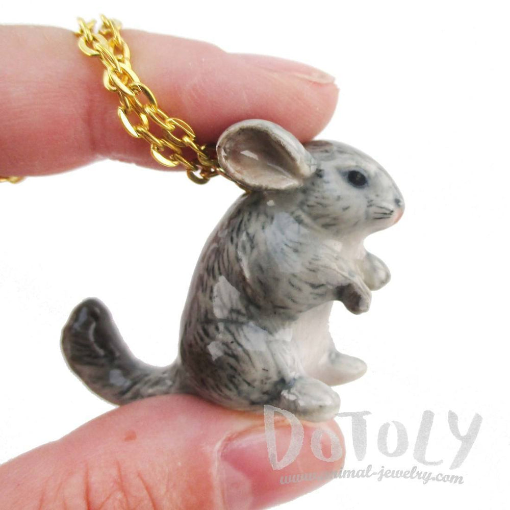 3D Porcelain Chinchilla Shaped Ceramic Pendant Necklace | DOTOLY