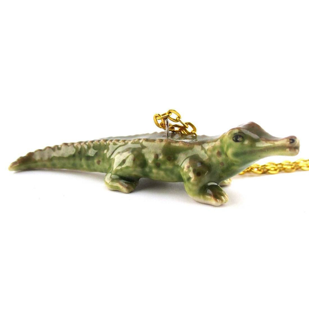 3D Porcelain Crocodile Shaped Ceramic Pendant Necklace | DOTOLY