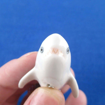 3D Porcelain Dorky Shark Shaped Ceramic Pendant Necklace | DOTOLY