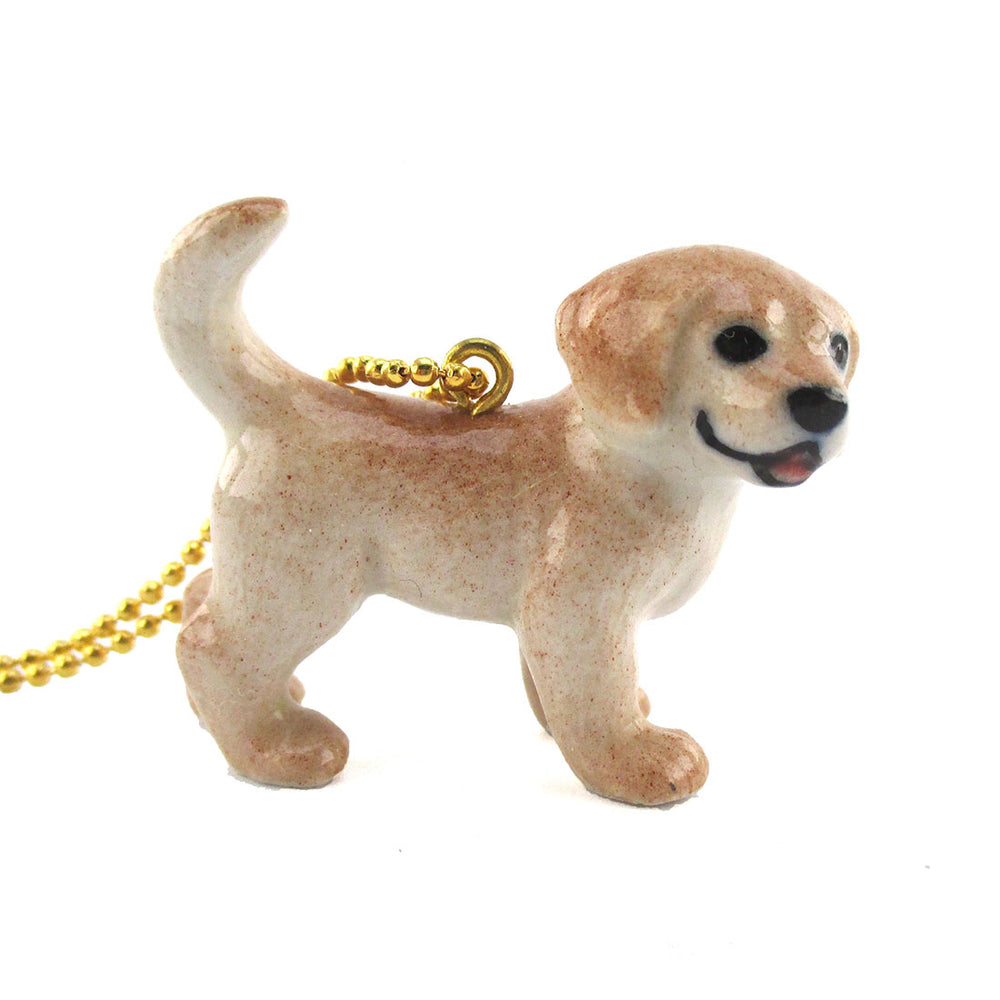 3D Golden Retriever Puppy Shaped Porcelain Necklace by DOTOLY