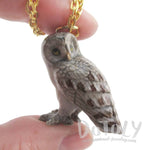 3D Porcelain Great Gray Owl Shaped Ceramic Pendant Necklace | DOTOLY