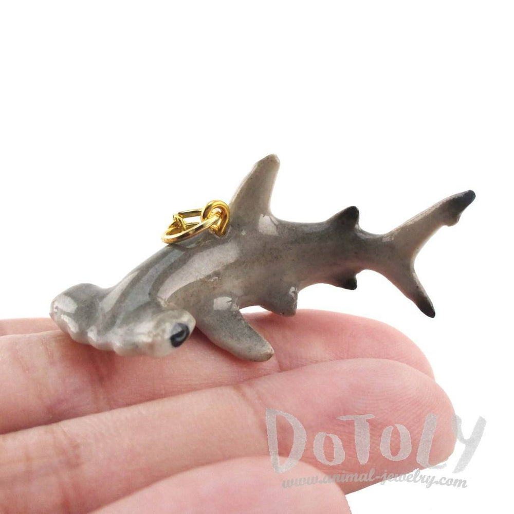 3D Porcelain Hammerhead Shark Shaped Ceramic Pendant Necklace | DOTOLY