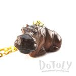 3D Porcelain Hippopotamus Hippo Shaped Ceramic Pendant Necklace