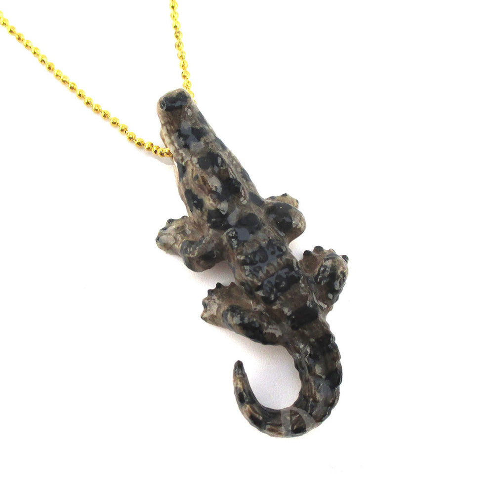 DOTOLY Handmade Porcelain Alligator Crocodile Necklace Ceramic