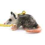 3D Porcelain Opossum Shaped Ceramic Pendant Necklace | Animal jewelry