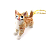 3D Porcelain Orange Ginger Kitten Cat Animal Pendant Necklace