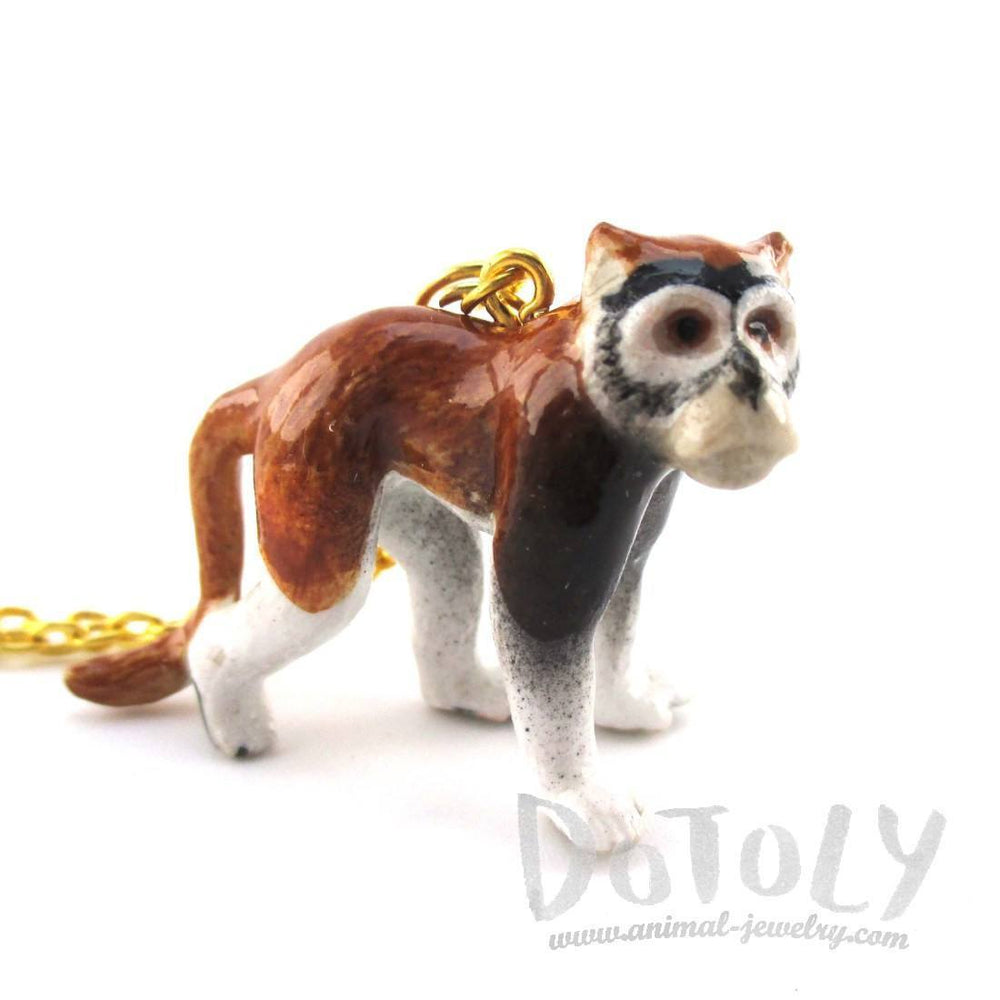 3D Porcelain Patas Wadi Monkey Shaped Ceramic Pendant Necklace